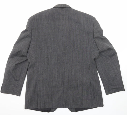 Pinstripe Mens Grey Polyester Jacket Suit Jacket Size 44 Regular