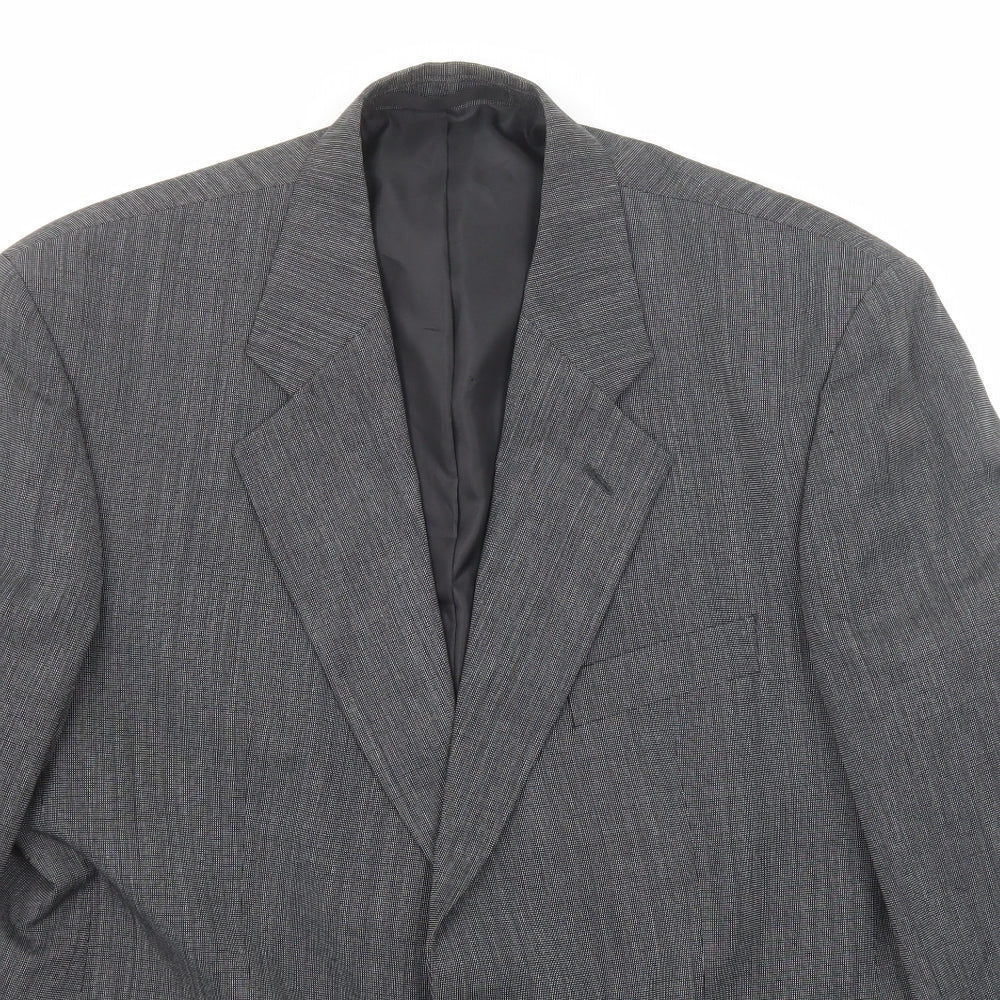 Pinstripe Mens Grey Polyester Jacket Suit Jacket Size 44 Regular