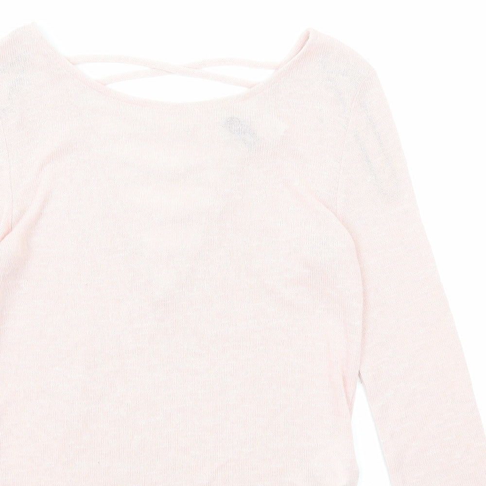 Divided by H&M Womens Pink Boat Neck Polyester Pullover Jumper Size S