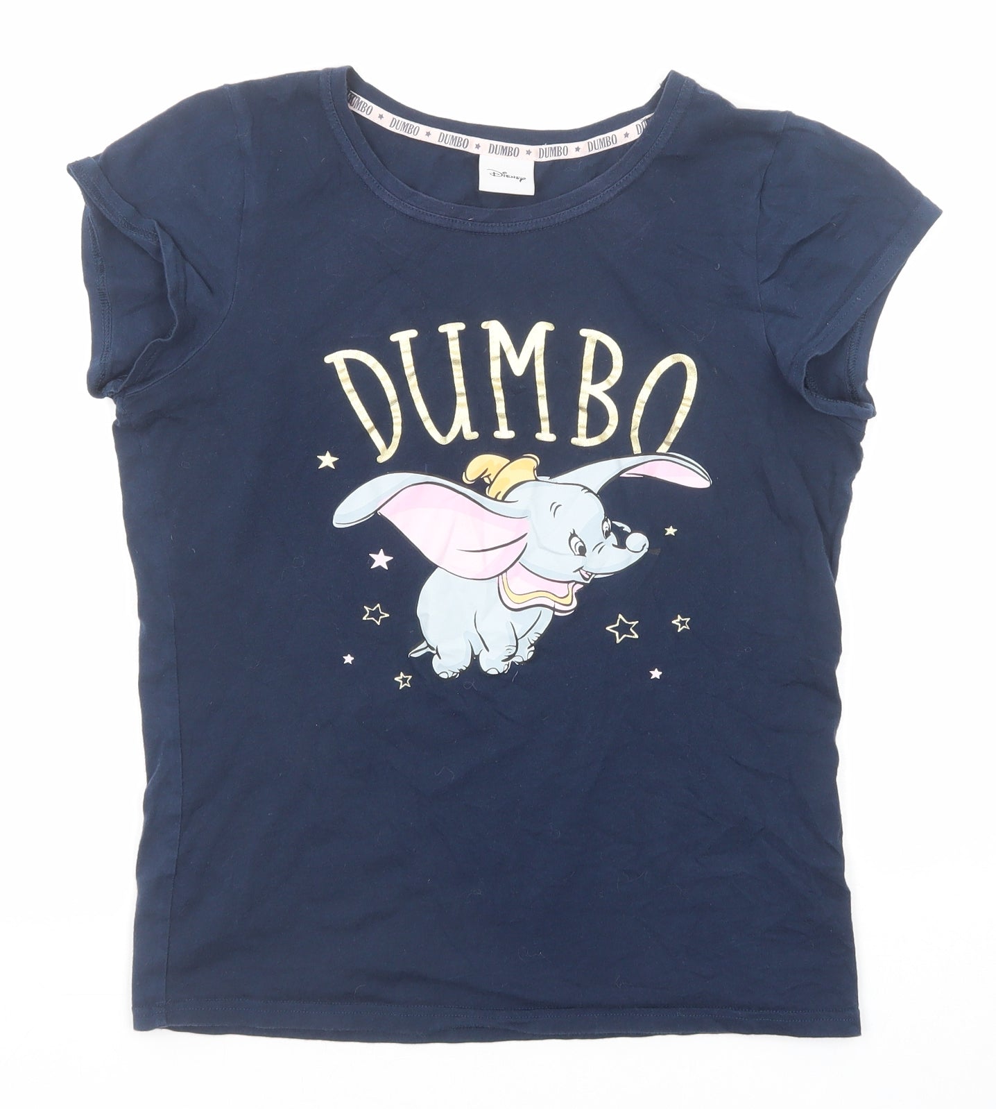 Disney Womens Blue Cotton Basic T-Shirt Size 6 Round Neck - Dumbo