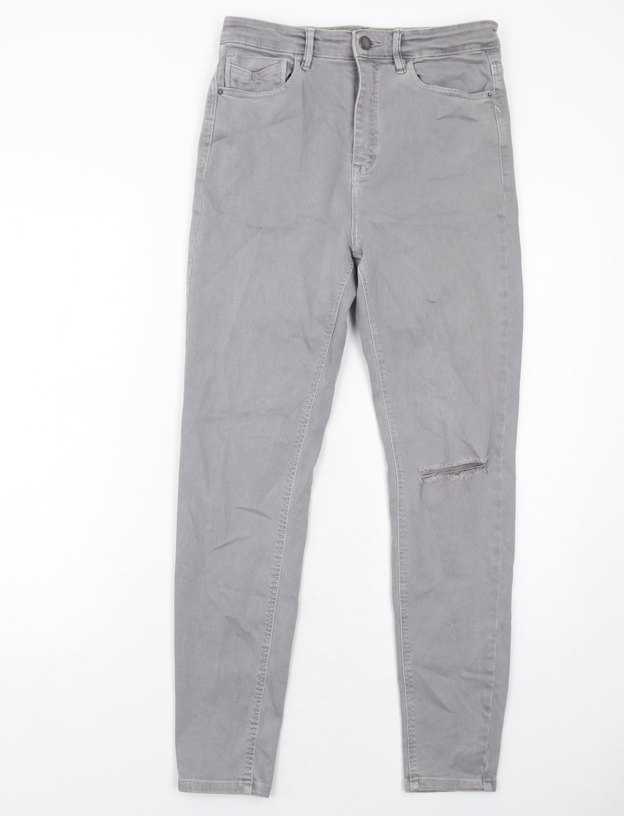 Stradivarius Womens Grey Cotton Skinny Jeans Size 12 Regular Zip