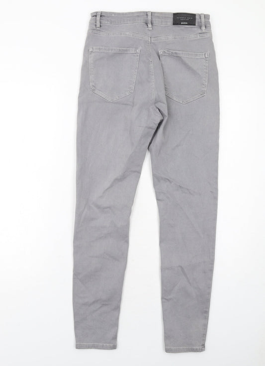 Stradivarius Womens Grey Cotton Skinny Jeans Size 12 Regular Zip