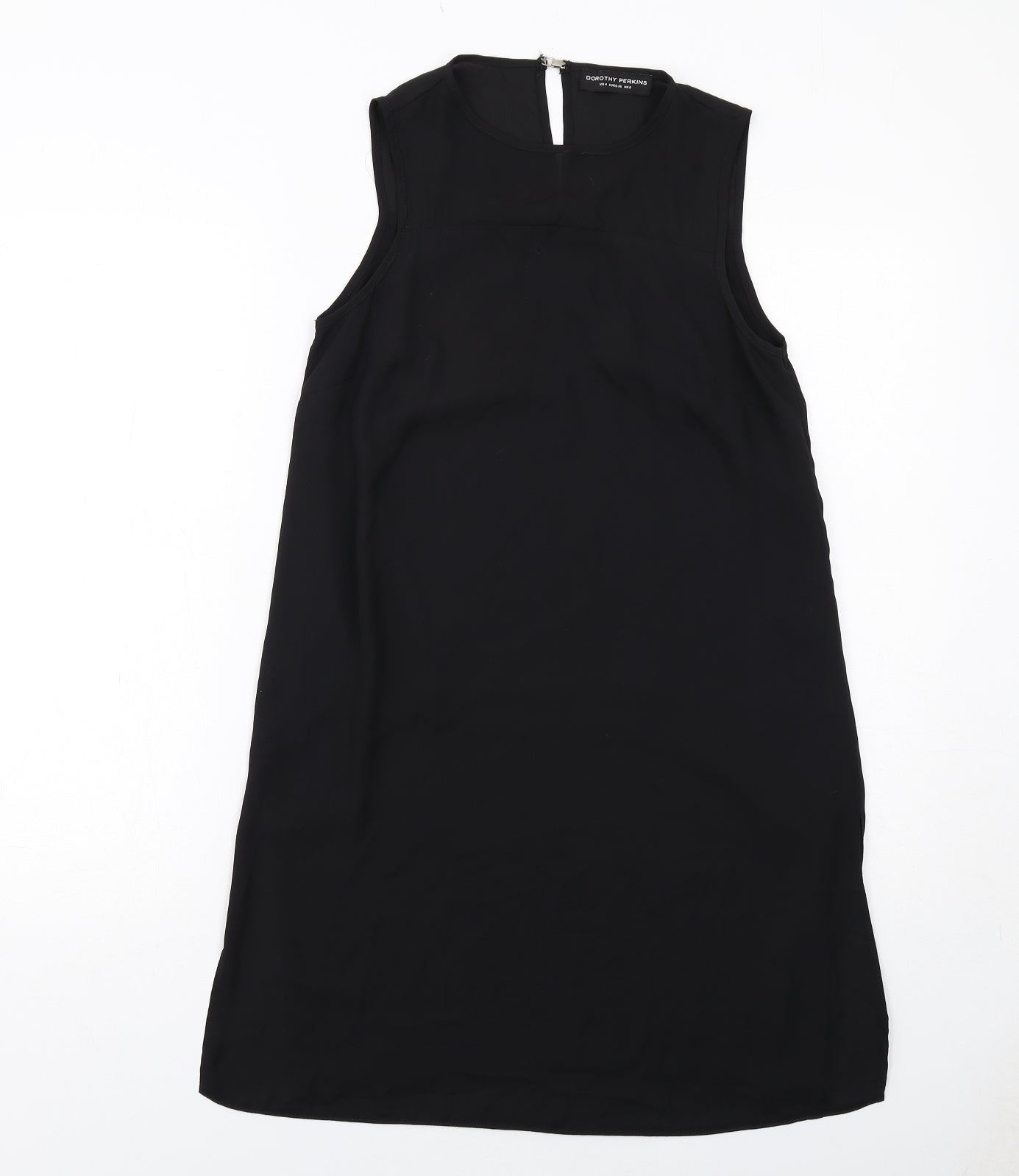 Dorothy Perkins Womens Black Polyester Shift Size 8 Round Neck Hook & Eye