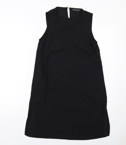 Dorothy Perkins Womens Black Polyester Shift Size 8 Round Neck Hook & Eye