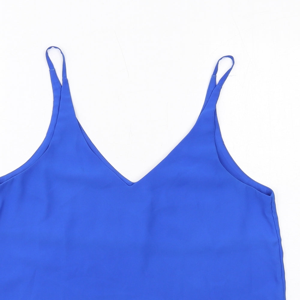 Topshop Womens Blue Polyester Basic Tank Size 10 V-Neck