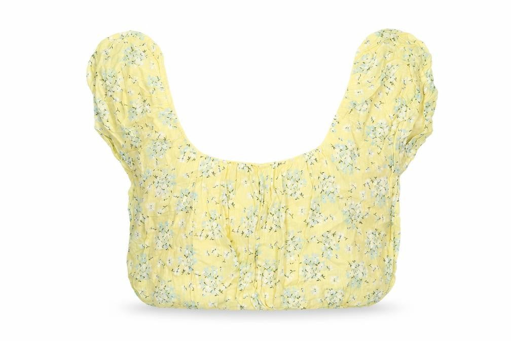 ASOS Womens Yellow Floral Cotton Cropped Tank Size 10 Round Neck