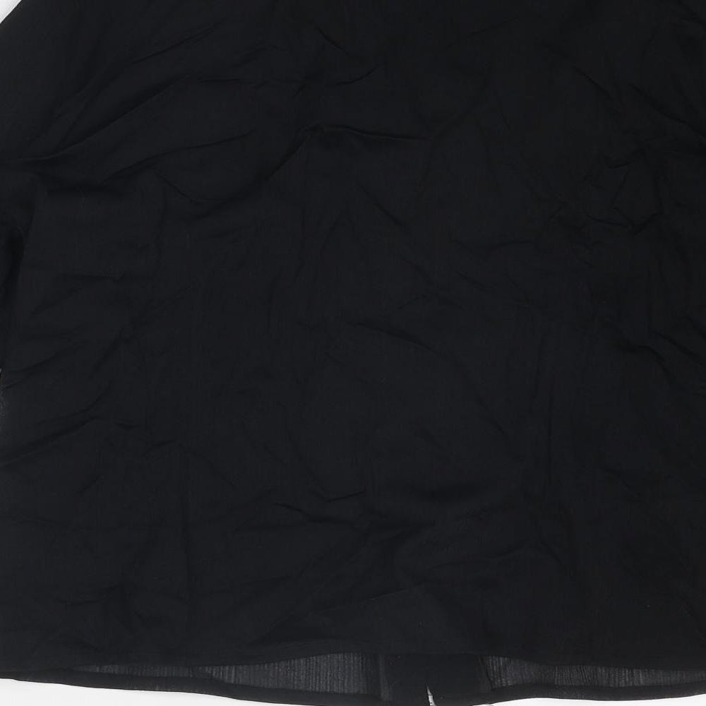St Michael Womens Black Nylon Basic Button-Up Size 12 Collared