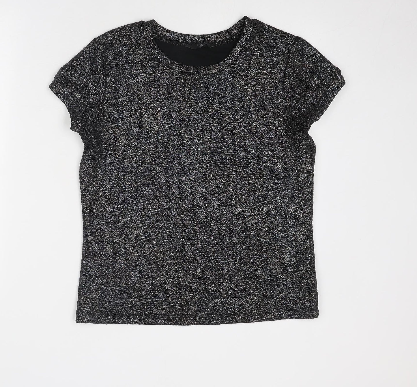 NEXT Womens Black Polyester Basic T-Shirt Size 12 Round Neck
