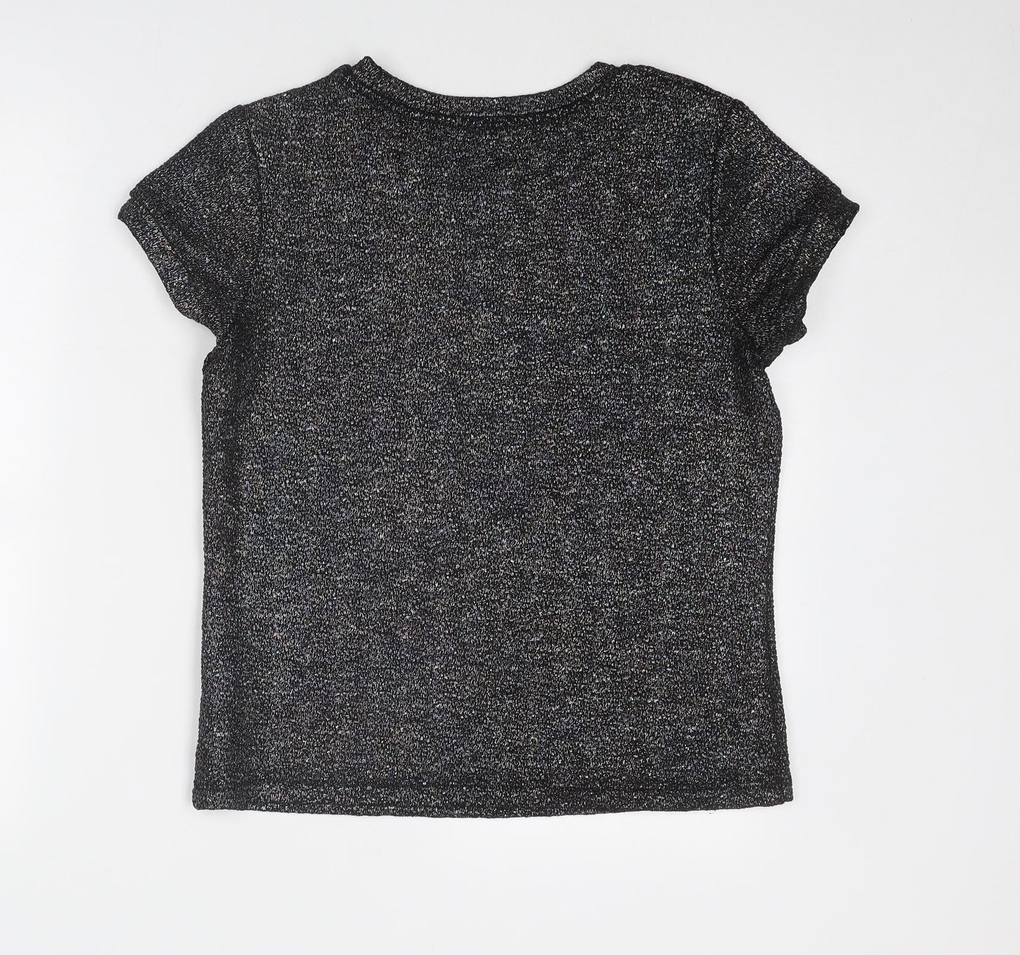 NEXT Womens Black Polyester Basic T-Shirt Size 12 Round Neck