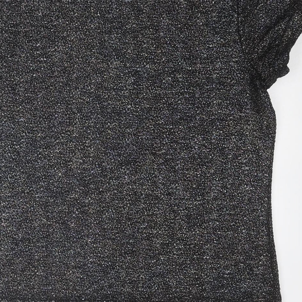 NEXT Womens Black Polyester Basic T-Shirt Size 12 Round Neck