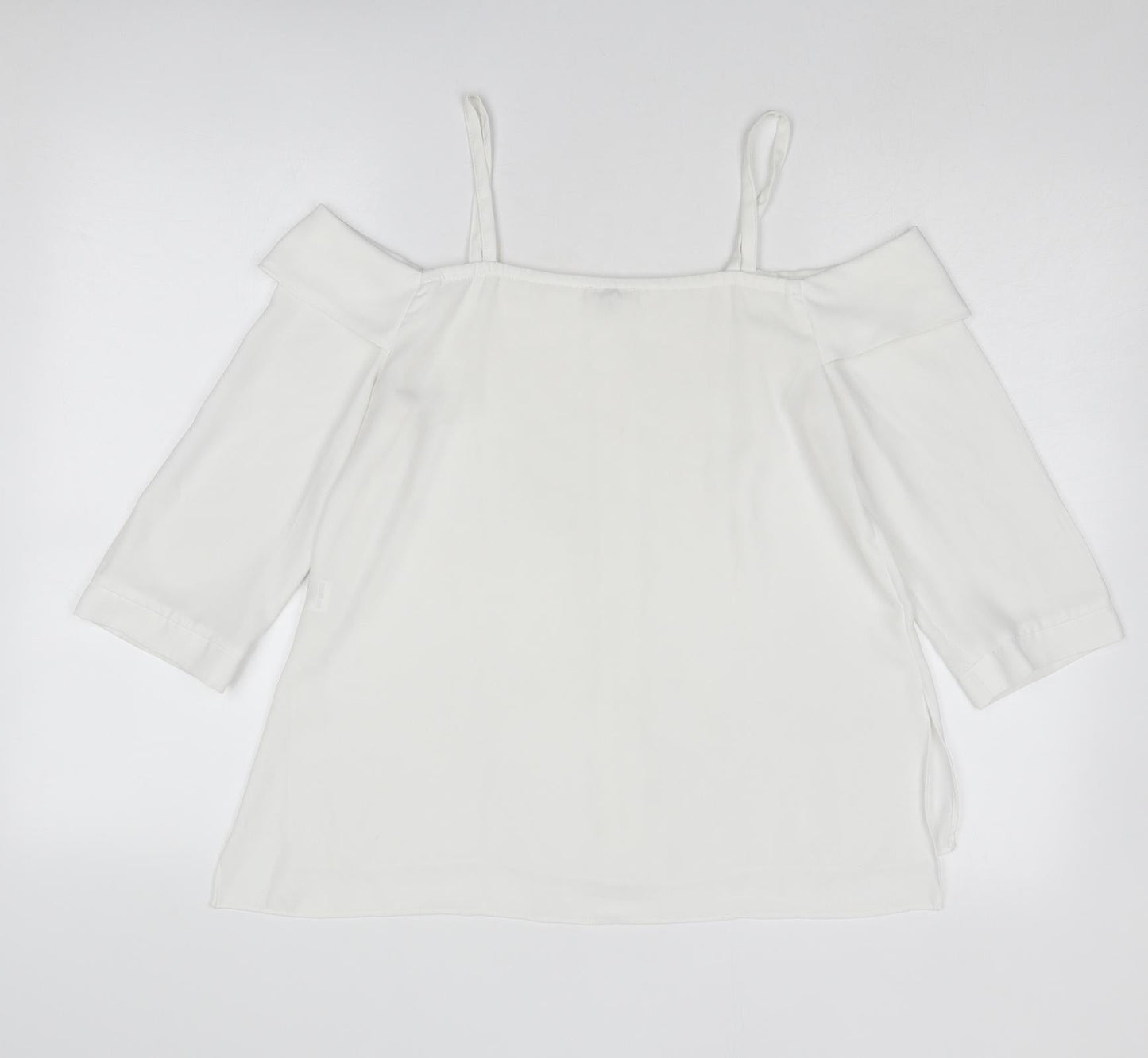 River Island Womens White Polyester Basic Blouse Size 10 Off the Shoulder - Cold Shoulder