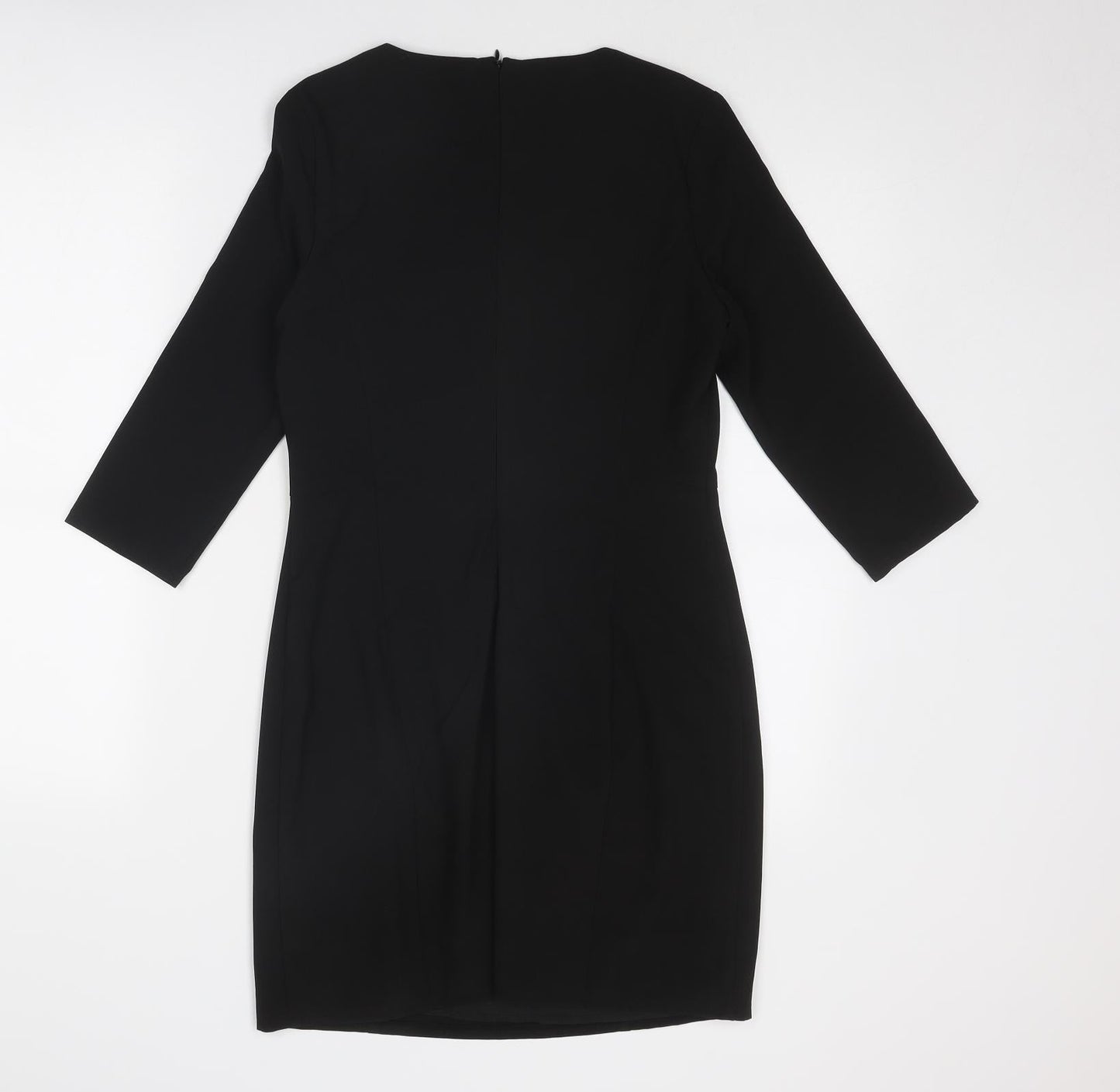 Voulez-Vous Womens Black Geometric Polyester A-Line Size 10 Round Neck Zip