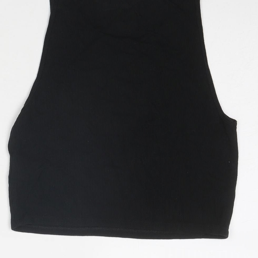 American Eagle Womens Black Viscose Basic Tank Size S Round Neck