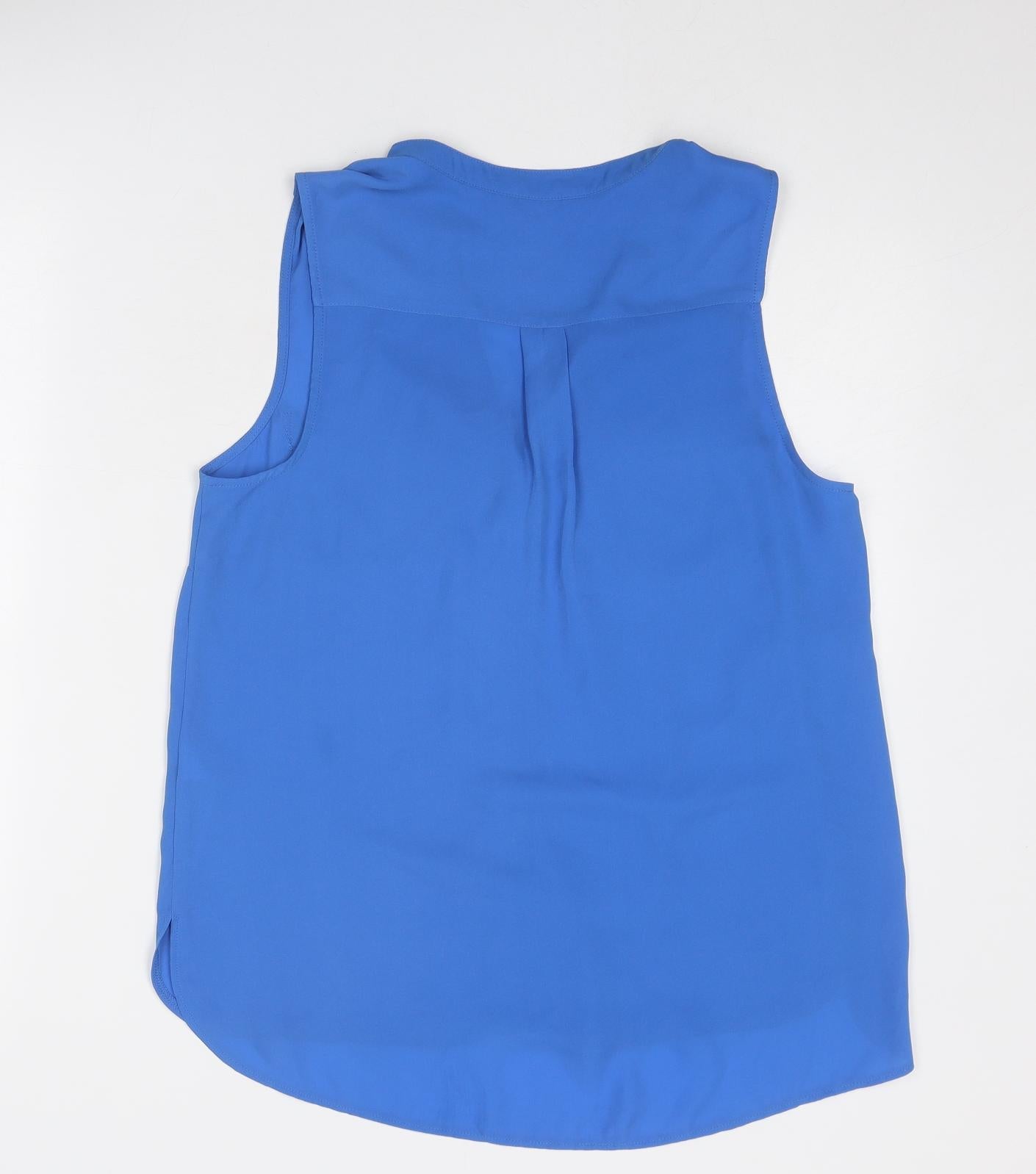New Look Womens Blue Polyester Basic Button-Up Size 10 V-Neck