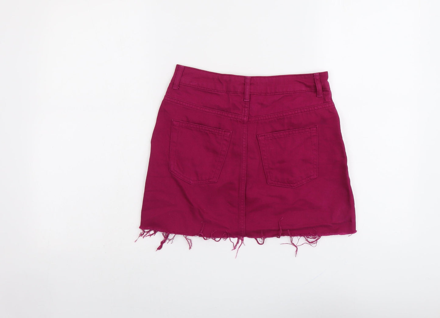 Topshop Womens Purple Cotton Mini Skirt Size 6 Button