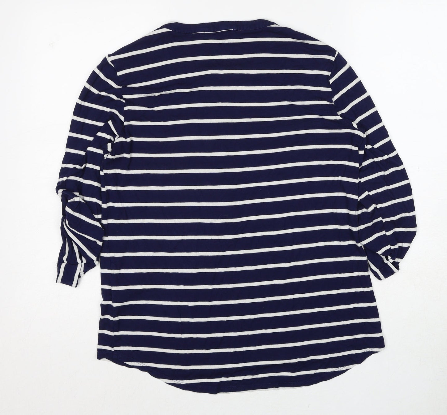 Cable & Gauge Womens Blue Striped Viscose Basic Blouse Size M Boat Neck