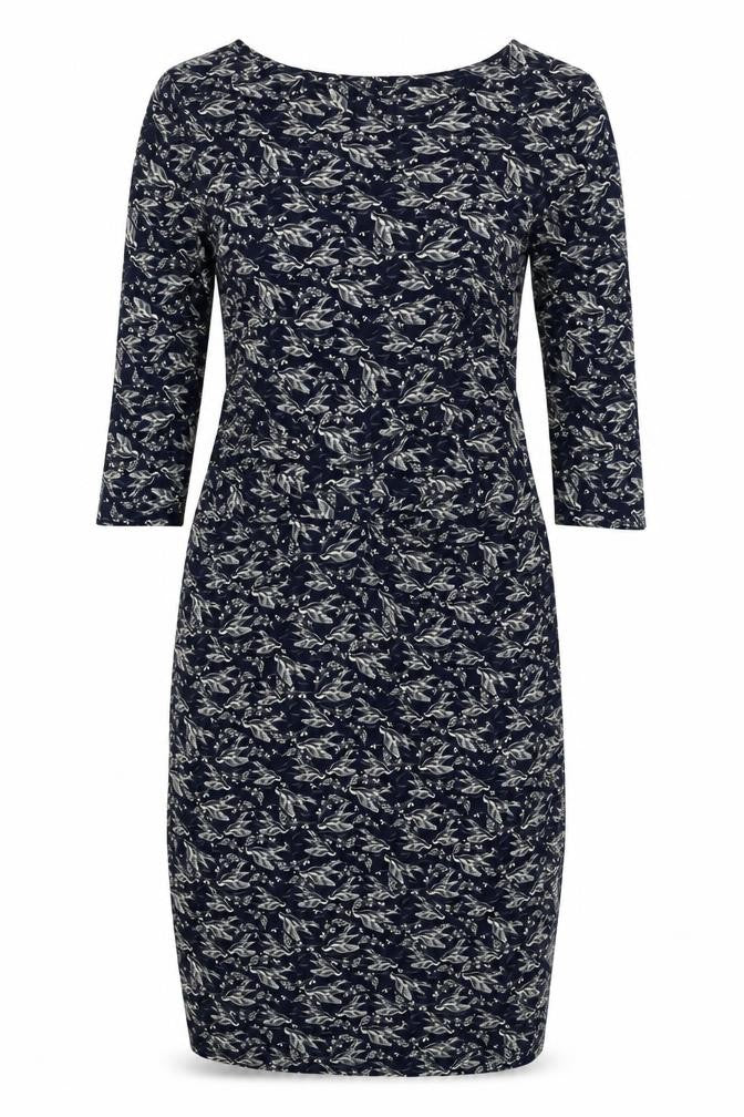 Warehouse Womens Blue Geometric Viscose A-Line Size 10 Round Neck Pullover