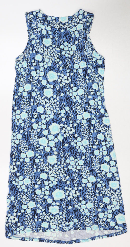 Laura Torelli collection Womens Blue Geometric Viscose A-Line Size S Round Neck Pullover