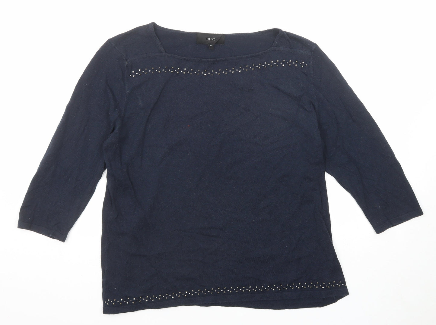 NEXT Womens Blue Square Neck Acrylic Pullover Jumper Size 18