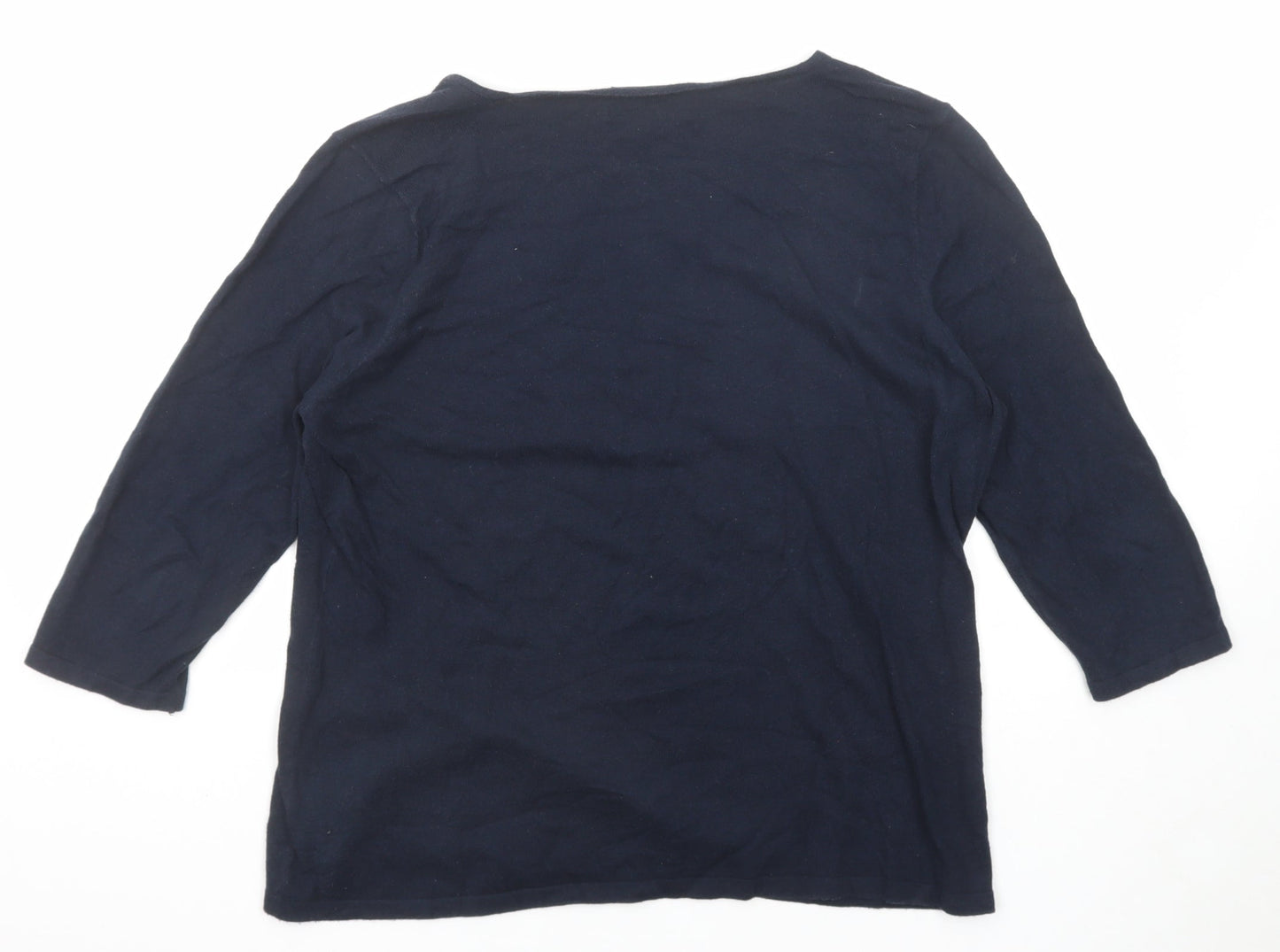 NEXT Womens Blue Square Neck Acrylic Pullover Jumper Size 18