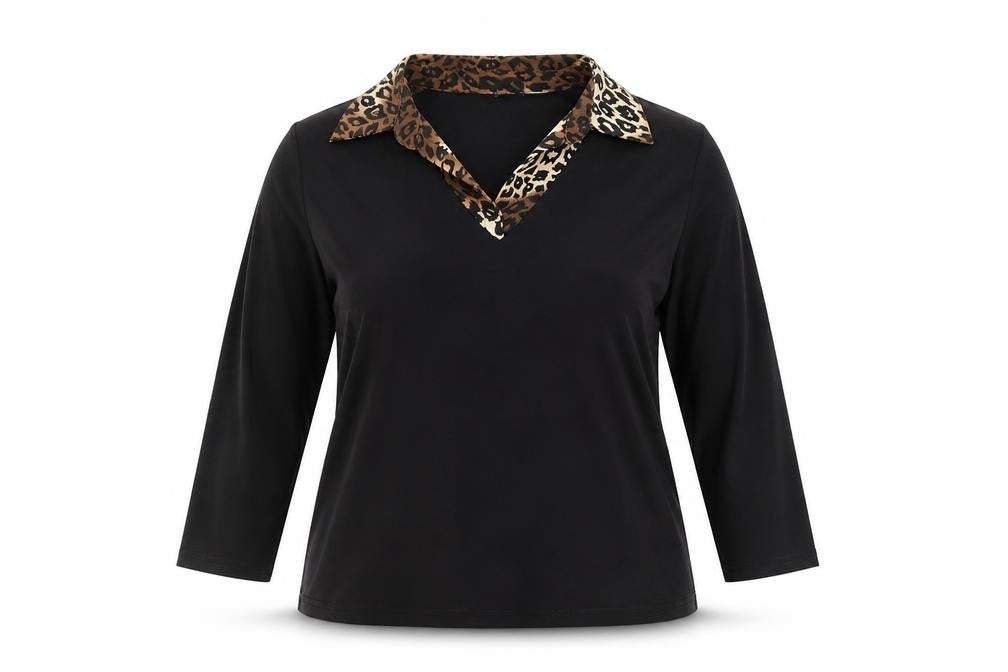 Womens UK Size 12 Two Tone Black Viscose Blouse