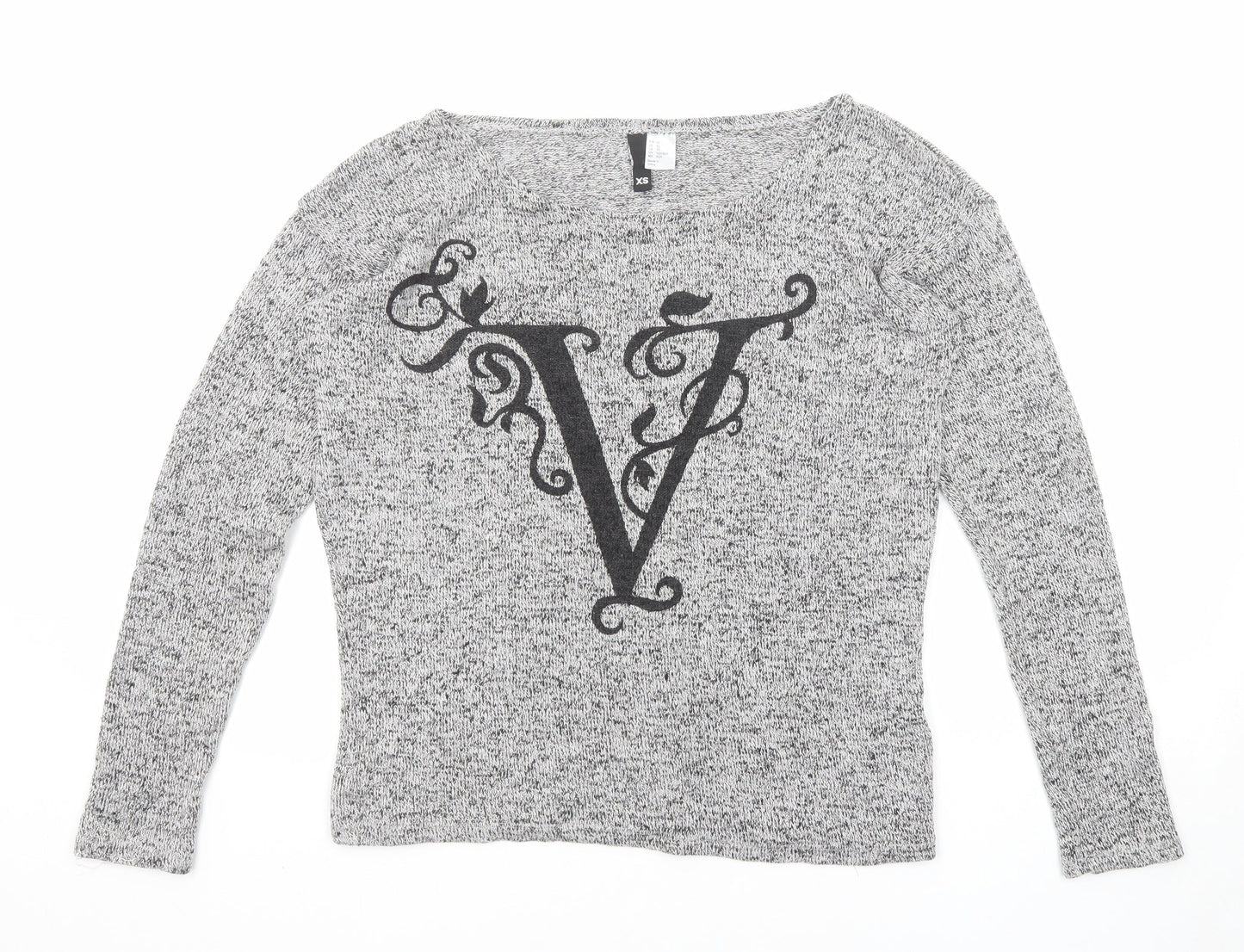 Divided by H&M Womens Grey Round Neck Viscose Pullover Jumper Size XS