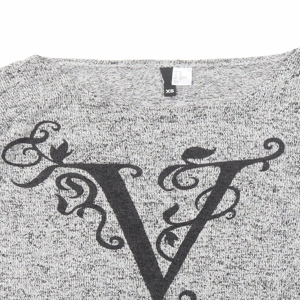 Divided by H&M Womens Grey Round Neck Viscose Pullover Jumper Size XS