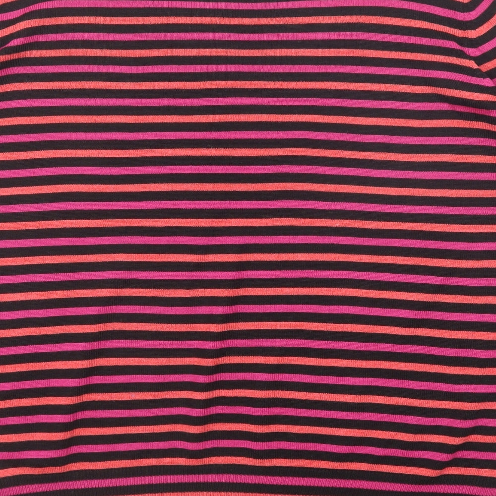 Marks and Spencer Womens Multicoloured Round Neck Striped Acrylic Pullover Jumper Size 14