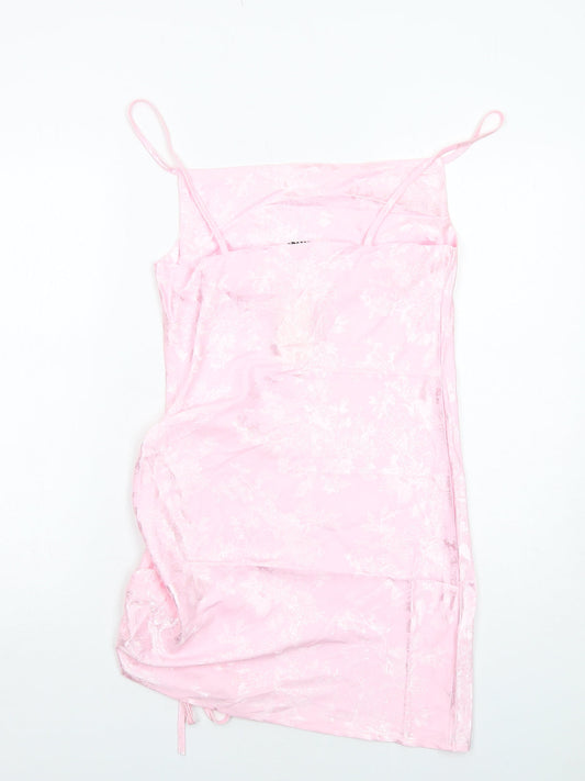 Shekou Womens Pink Geometric Polyester Slip Dress Size M Cowl Neck Pullover