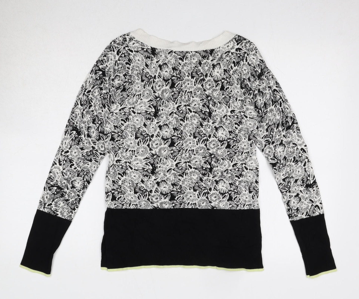 NEXT Womens Black Round Neck Floral Viscose Pullover Jumper Size 6