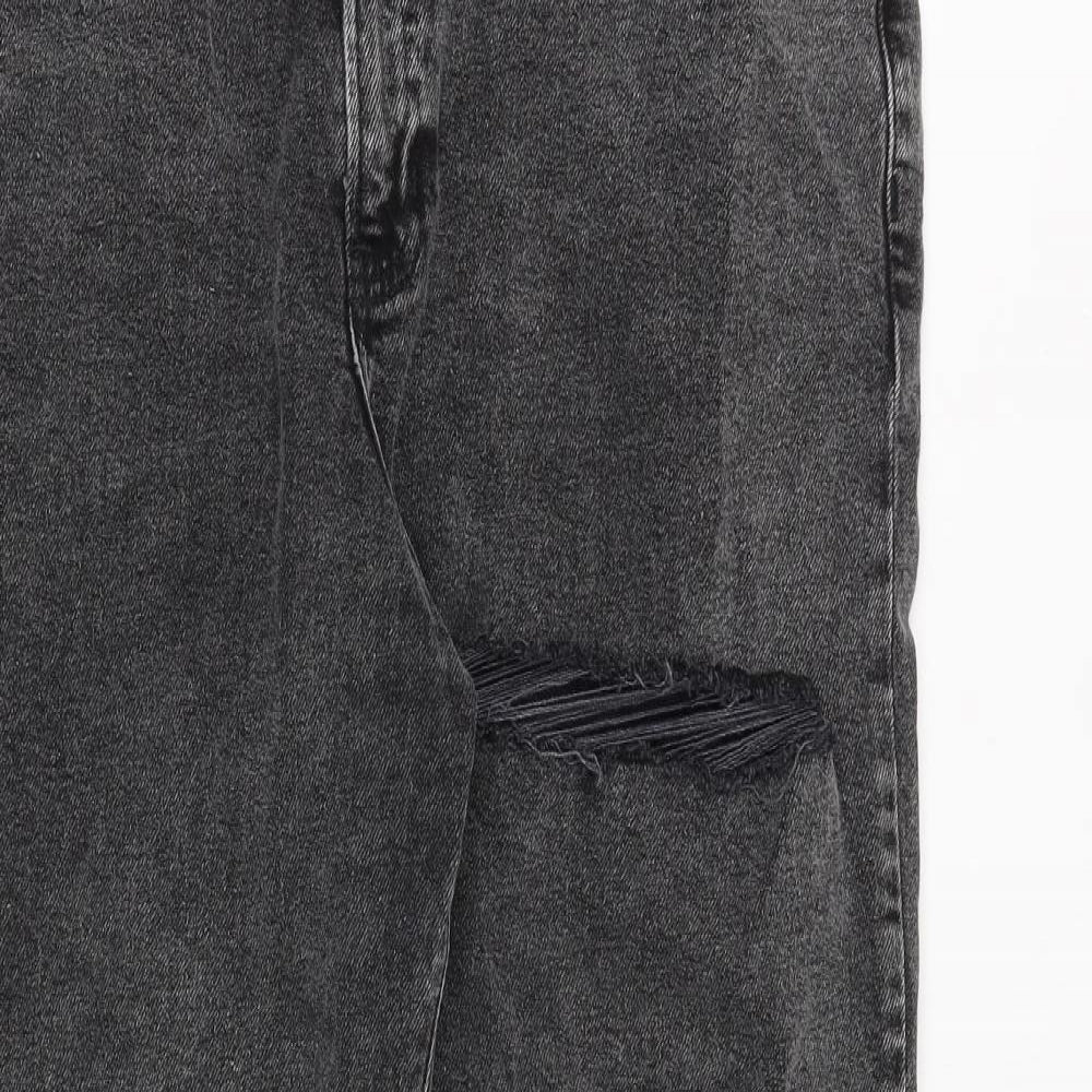 Hollister Womens Grey Cotton Mom Jeans Size 32 in L27 in Relaxed Zip