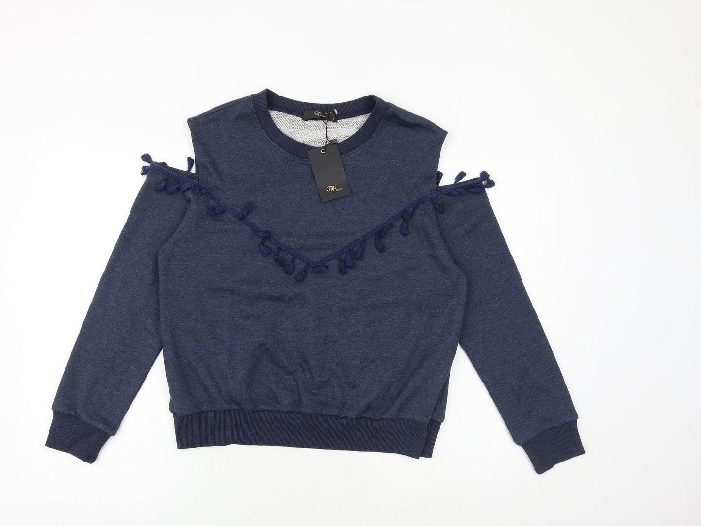 DF Womens Blue 100% Cotton Pullover Sweatshirt Size S Pullover - Cold Shoulder