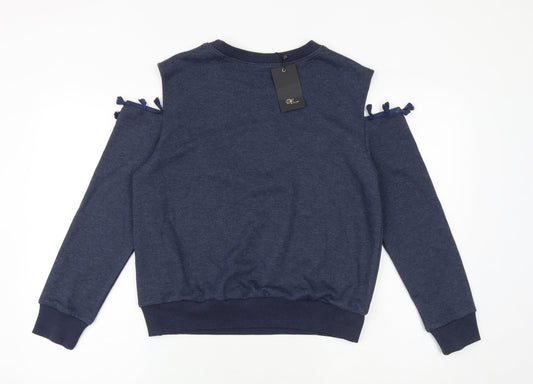 DF Womens Blue 100% Cotton Pullover Sweatshirt Size S Pullover - Cold Shoulder