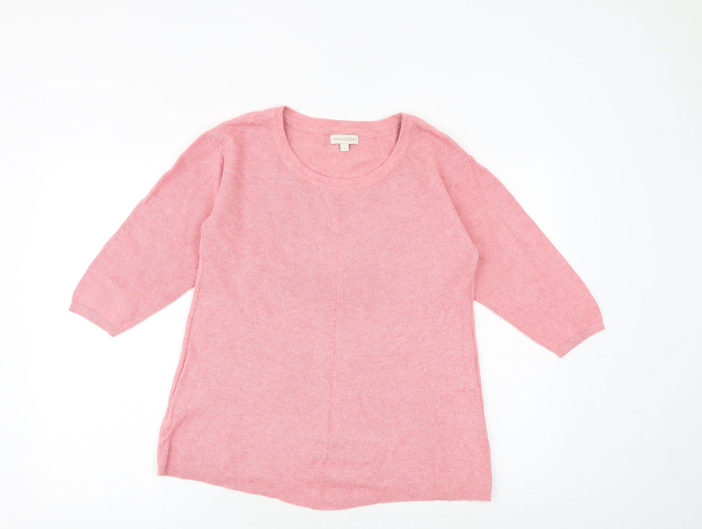 Monsoon Womens Pink Round Neck Cotton Pullover Jumper Size S