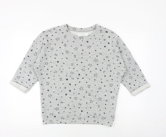 John Lewis Womens Grey Geometric Cotton Pullover Sweatshirt Size 10 Pullover - Star Pattern