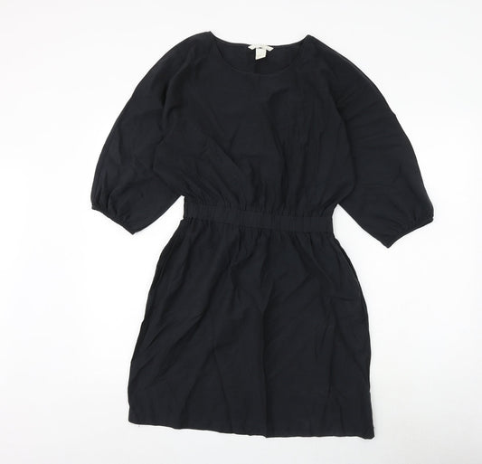H&M Womens Black Cotton A-Line Size 6 Round Neck Pullover