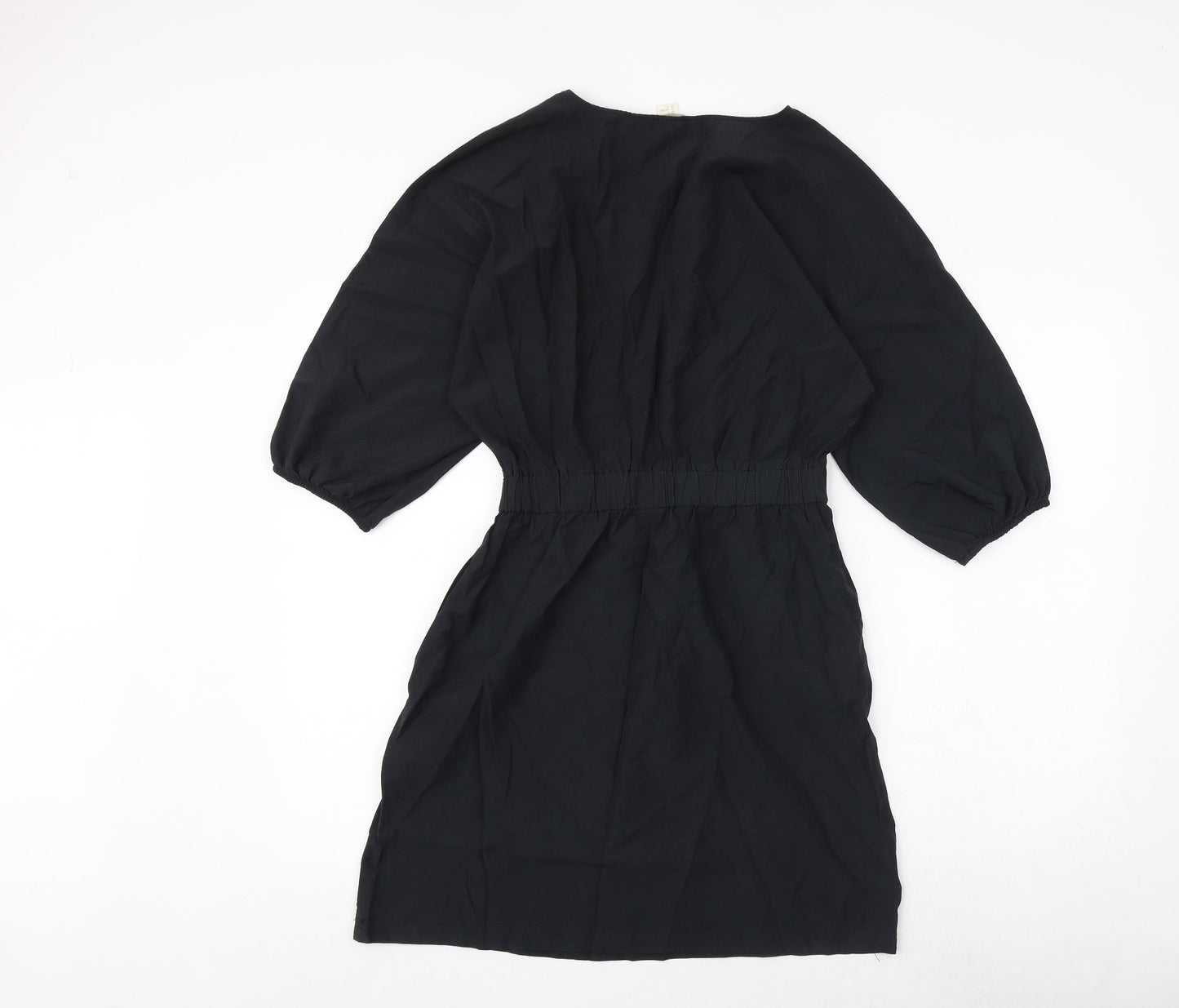 H&M Womens Black Cotton A-Line Size 6 Round Neck Pullover