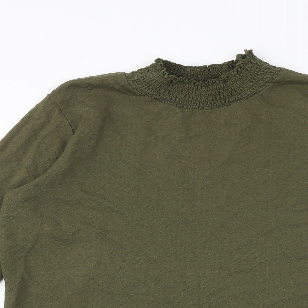 Kiabi Womens Green Polyester Basic Blouse Size M High Neck - Textured