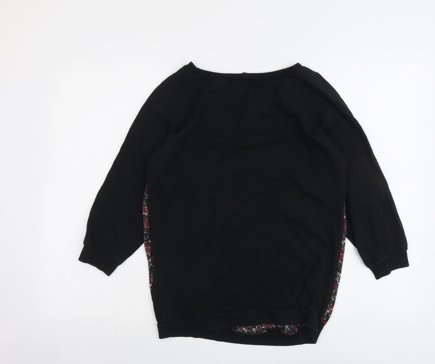 RESERVED Womens Black Floral Polyester Basic Blouse Size S Boat Neck