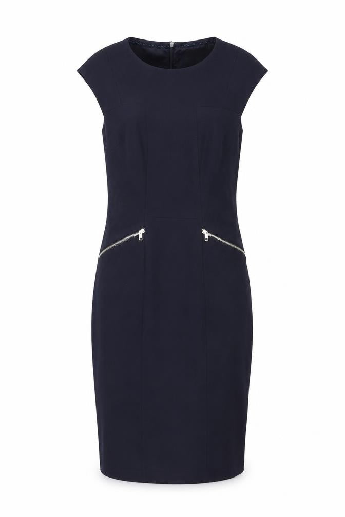 NEXT Womens Blue Polyester Shift Size 6 Round Neck Zip