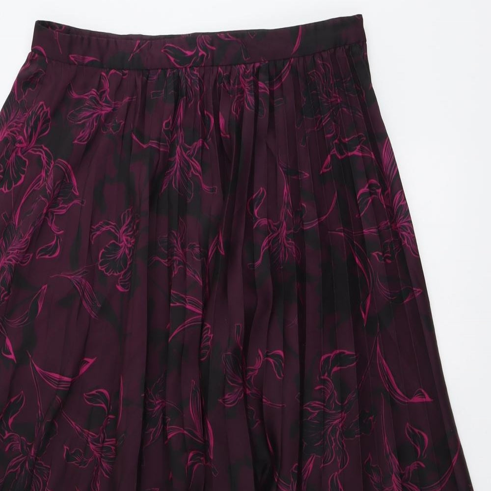 Fenn Wright Manson Womens Purple Geometric Polyester Pleated Skirt Size 12 Zip