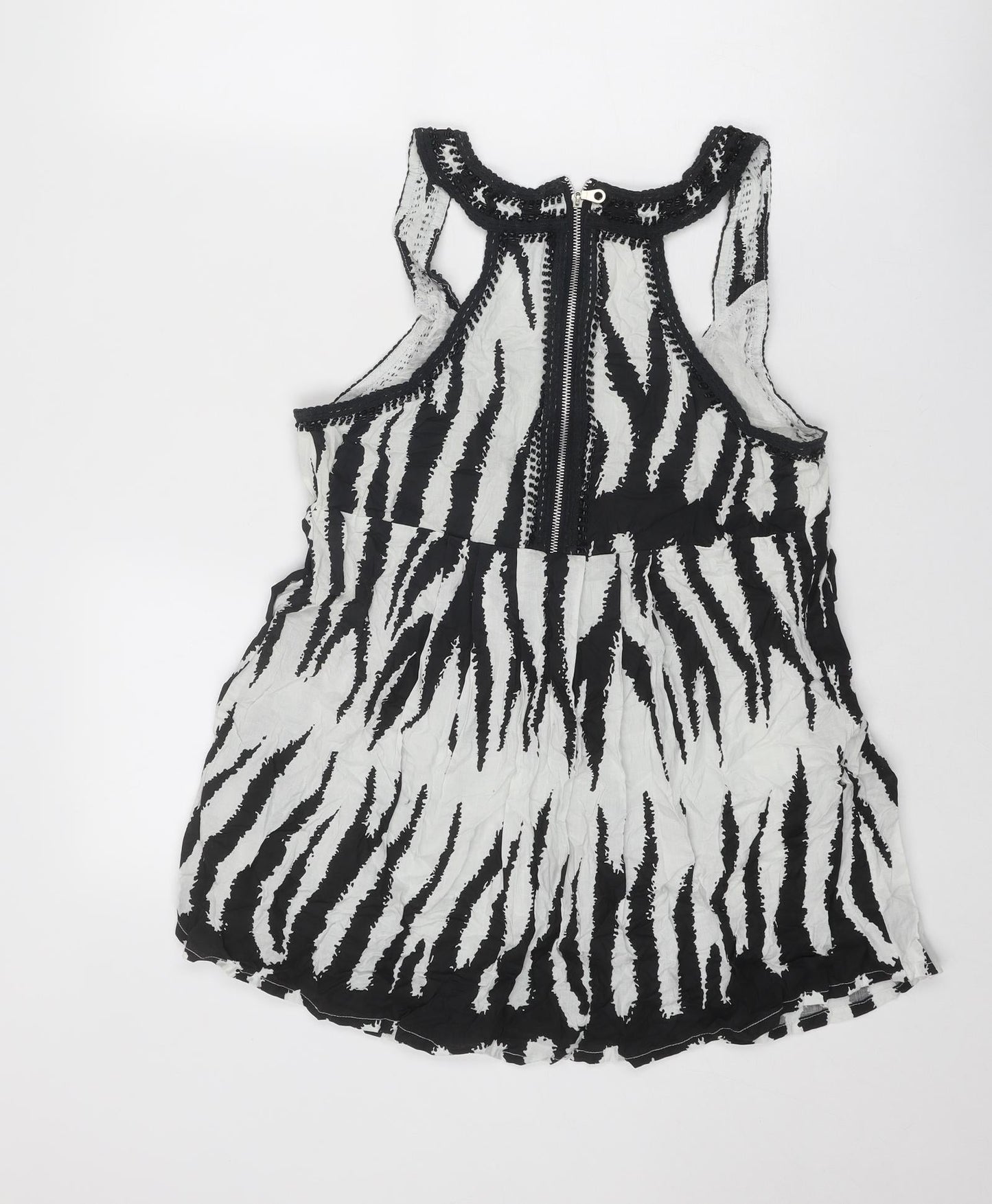 Miss Posh Womens Black Animal Print Cotton Basic Tank Size 10 Scoop Neck - Zebra Print