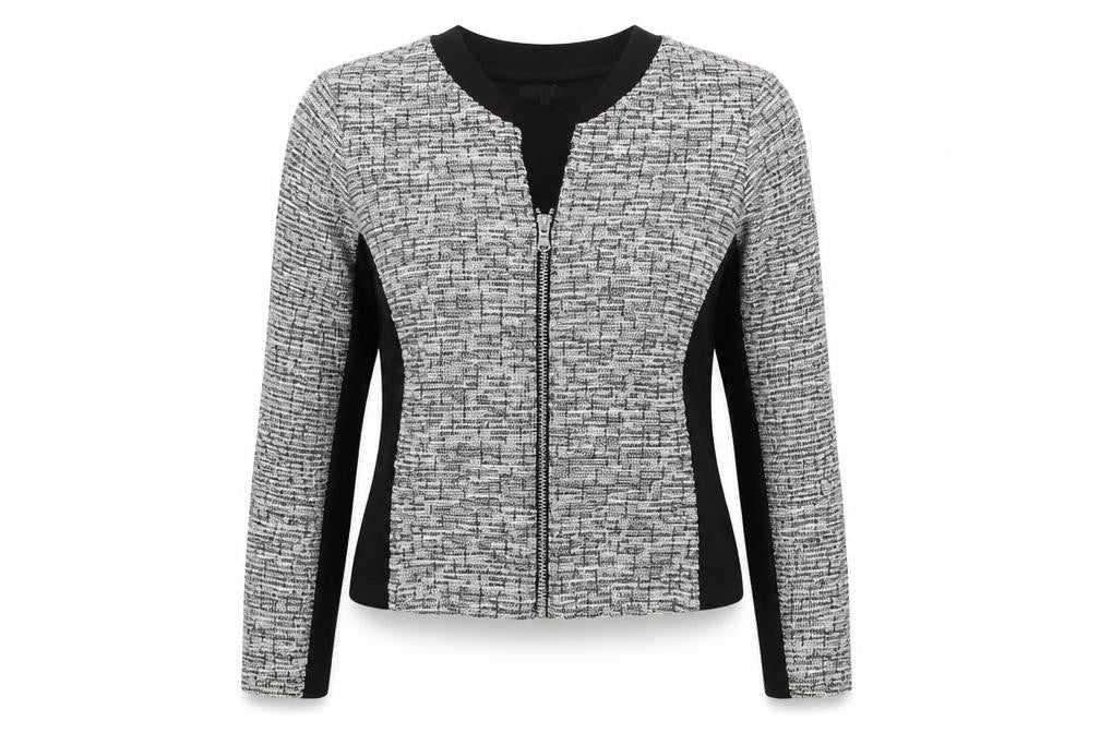 Marks & Spencer Womens Grey Geometric Jacket Size 8 Zip - Colourblock