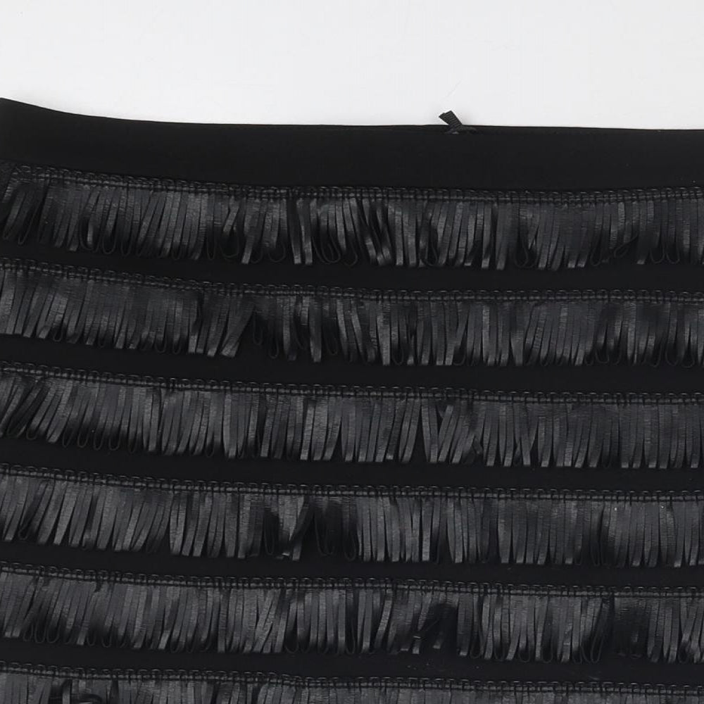 Sisley Womens Black Polyester A-Line Skirt Size 30 in Zip