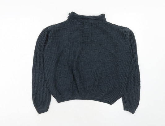 River Island Boys Blue Mock Neck Acrylic Pullover Jumper Size 12 Years Zip