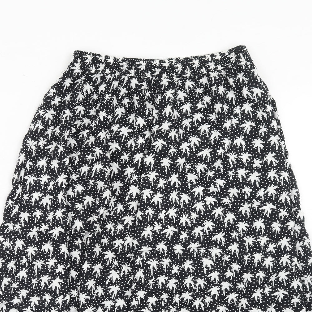 Italian Club Womens Blue Geometric Viscose Peasant Skirt Size 14 - Palm Tree Pattern