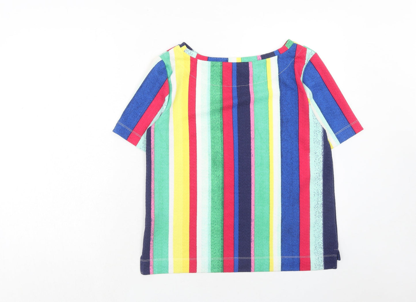 Marks and Spencer Womens Multicoloured Striped Polyester Basic Blouse Size 10 Round Neck