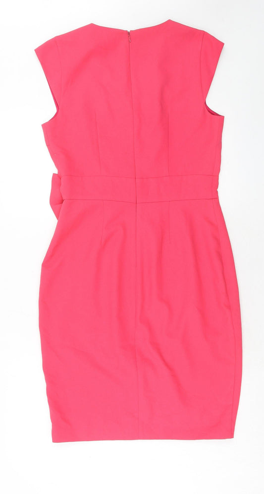 Erin Fetherston Womens Pink Polyester A-Line Size 8 V-Neck Zip