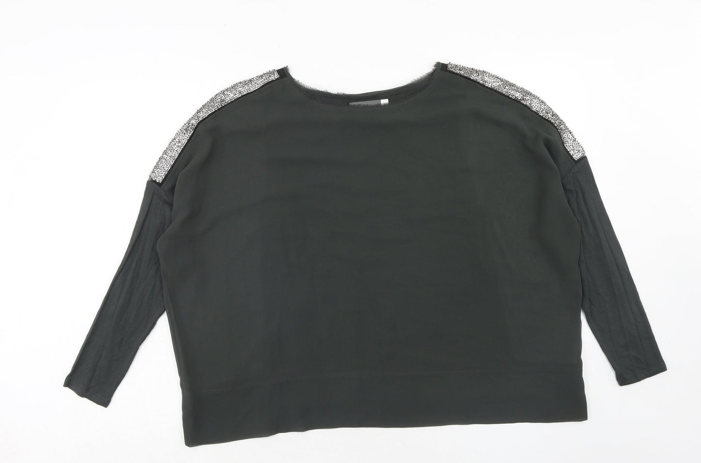 Mint Velvet Womens Green Polyester Basic Blouse Size 14 Boat Neck