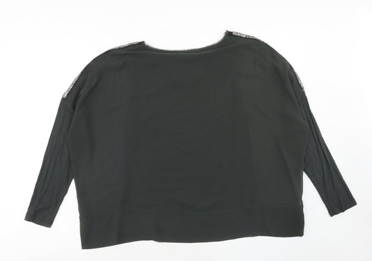 Mint Velvet Womens Green Polyester Basic Blouse Size 14 Boat Neck